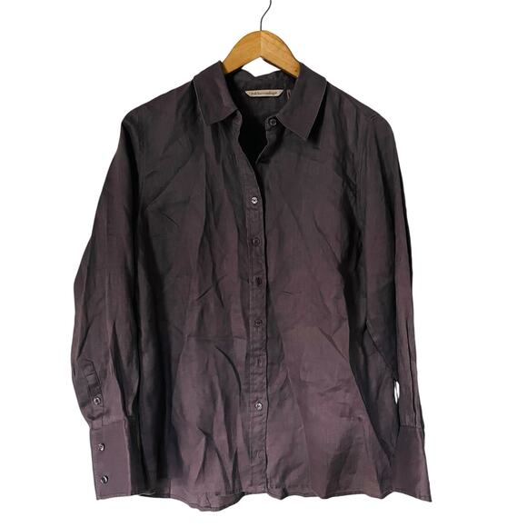 Soft Surroundings Linen Button Up Long Sleeve Top Size S Small - Picture 6 of 6